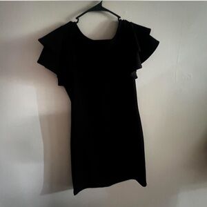Chic Black Ruffle Sleeve Mini Dress